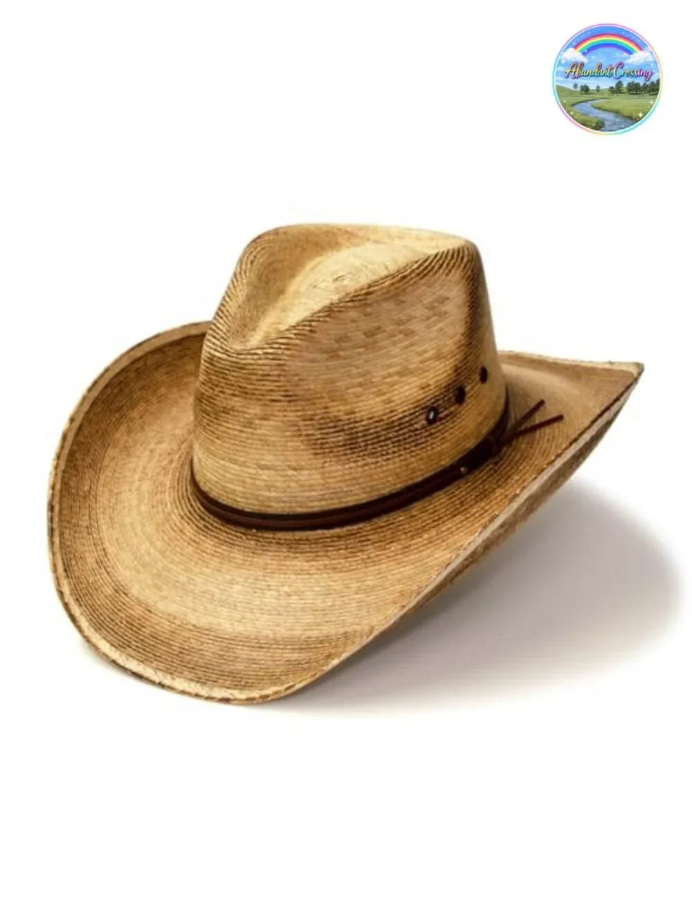 Palm Straw Cowboy Hat Pinch Front Distressed Burnt Finish Unisex Western
